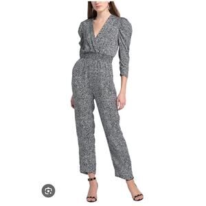 New Maje Womens Designer Black Animal Print Jumpsuit US 8 EUR 40